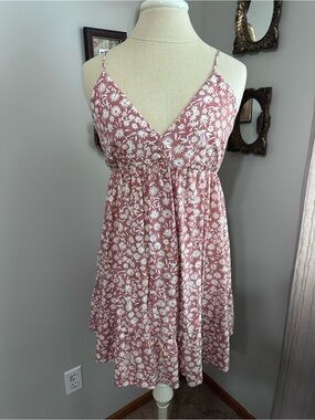 Dress Forum Floral Spaghetti Strap Dress - Dusty Rose & White